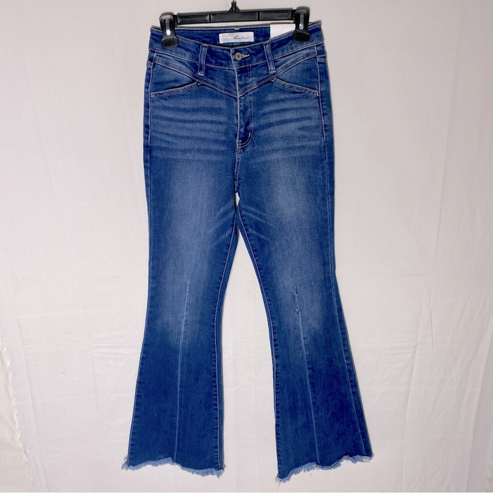 KanCan High Rise Flare Leg Raw Hem Bell Bottom Flare Leg Jeans 5/26 Festival